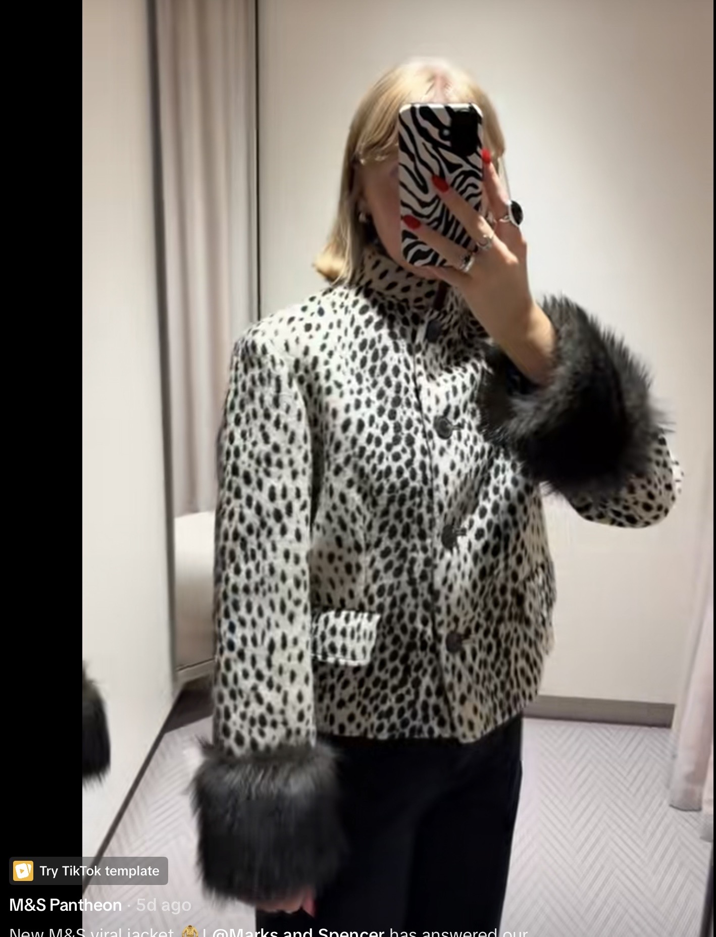 m&s viral jacket  winter jackets, must have jacket, what's new in m&s , Animal Print Faux Fur Trim Funnel Neck Coat, viral fur jacket, manchester , manchester influencer 
